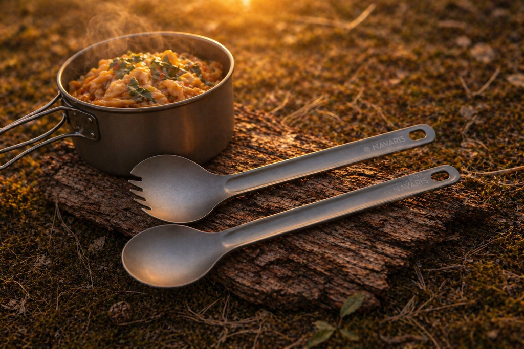 Camping bestek titanium spork en lepel – lichtgewicht outdoor EDC gear