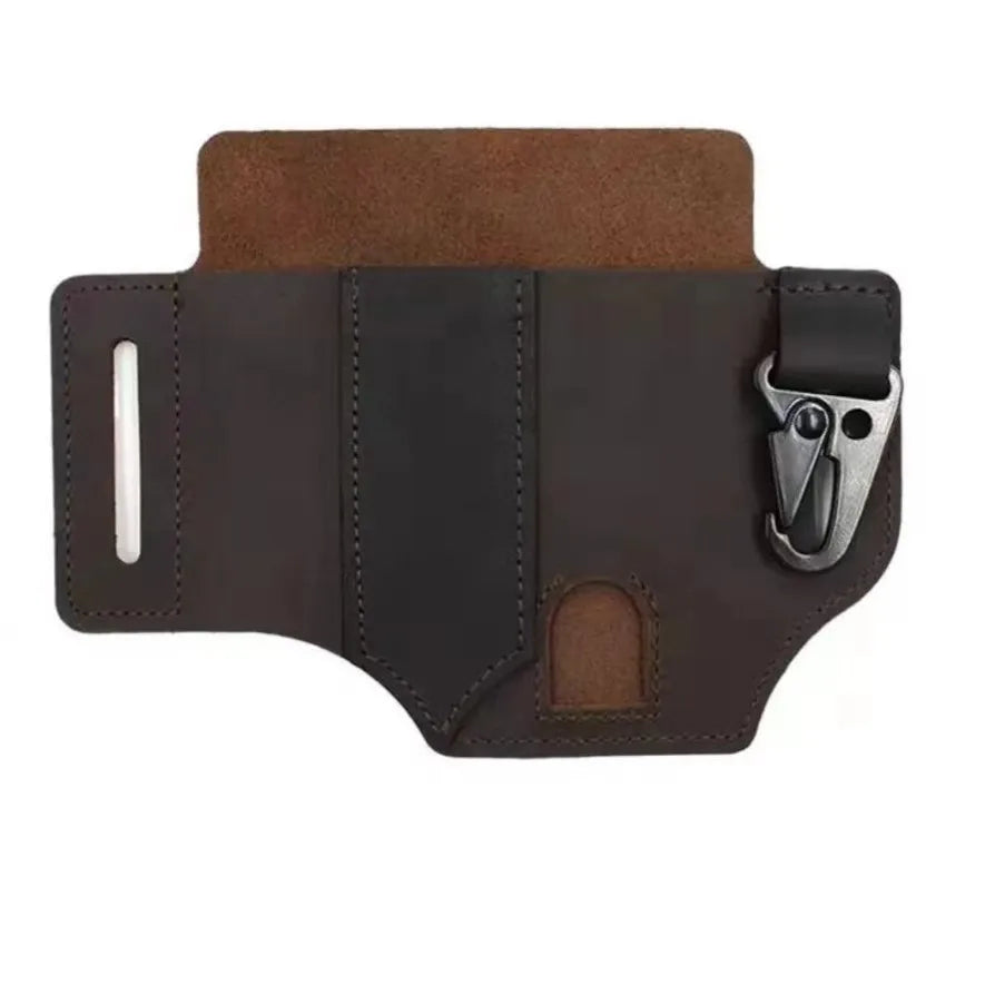 EDC Tactische leren gereedschapsriem met meerdere vakken, perfect voor het opbergen van multitools.